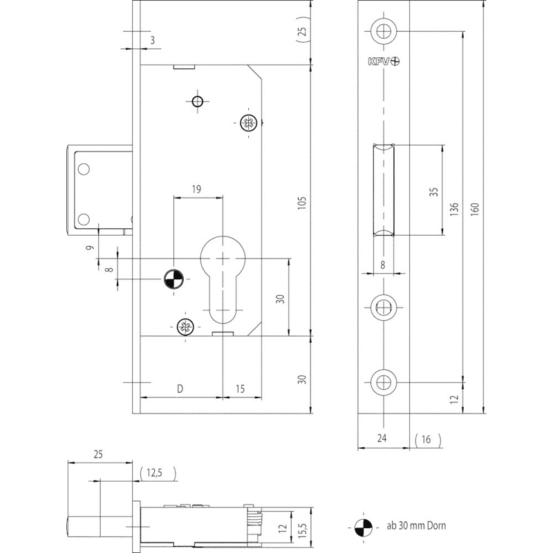 Rohrrahmen-Riegelschloss 60 PZ