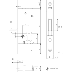 Rohrrahmen-Riegelschloss 60 PZ