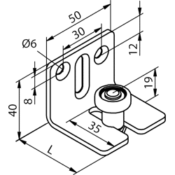 43/66 Führungsrolle für U-Schiene 340, L: 66 mm