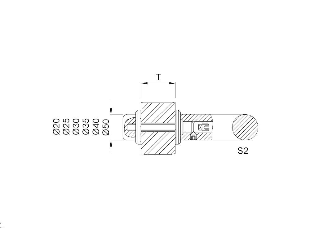 Stoßgriff-Befestigung für einseitige Montage 8A52, Stahl
