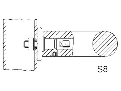 Stoßgriff-Befestigung für einseitige Montage 8A58, Stahl