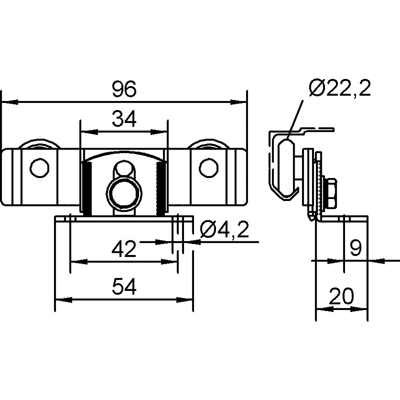 Flangia Regolabile In Altezza Per Profilo 500, Vite Per Legno B=38 Mm, Zincata - Format 4041518020063