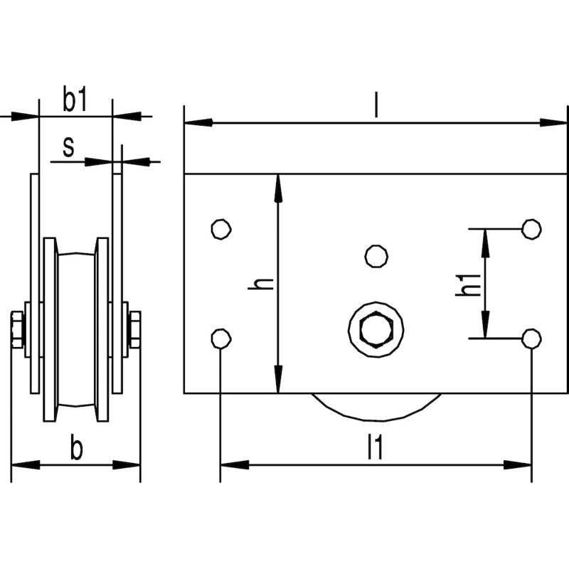 981 SP Stahlrolle mit Seitenplatten, bis 250 kg