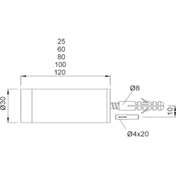 Wandpuffer mit einseitigem Gummipuffer 2070, Ø 30mm, L 60mm edelstahl