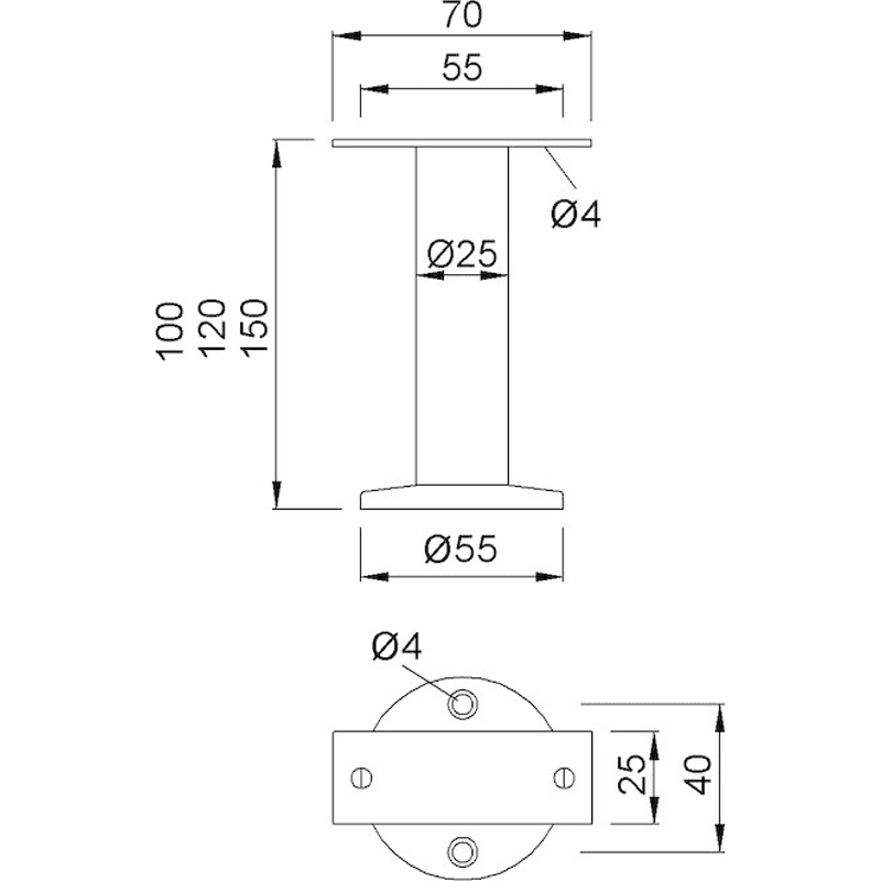 GA-Trennwandstütze 4002 Aluminium naturfarbig elox. H 100 mm