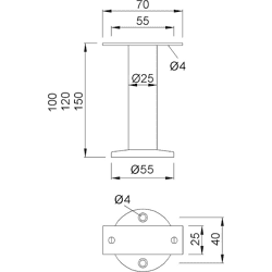 GA-Trennwandstütze 4002 Aluminium naturfarbig elox. H 100 mm