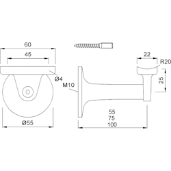 Handlaufstütze 4531, Aluminium