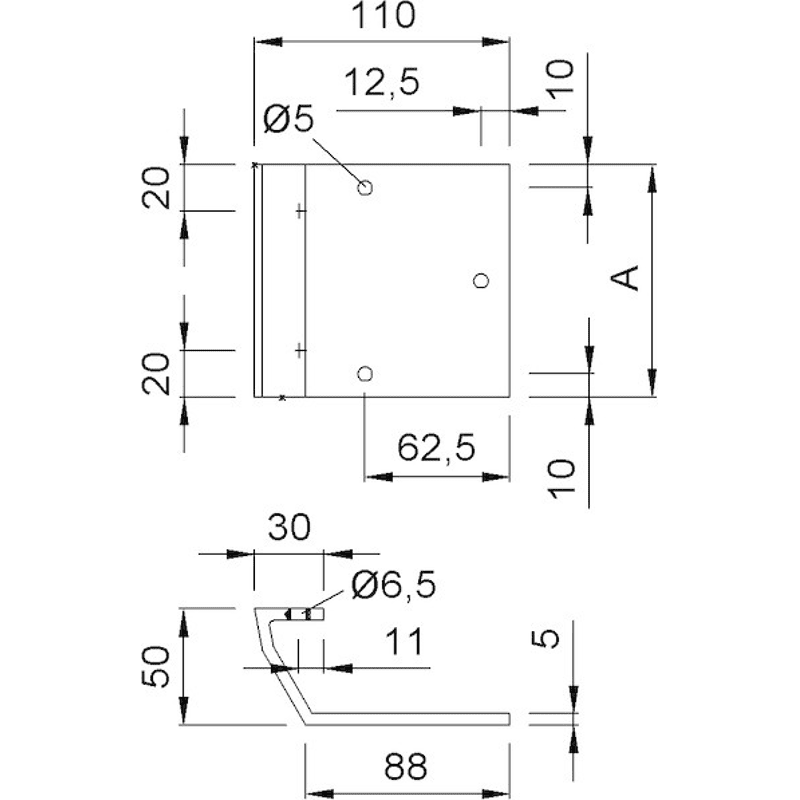 Stütze gekröpft 8604, Aluminium