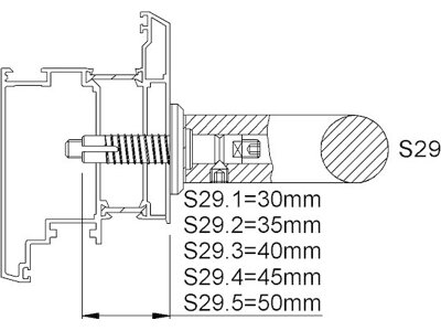 Stoßgriff-Befestigung für einseitige Montage 8B79, Edelstahl
