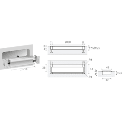 Griffl.-Endstück, Set, Spira, 115298, zum Einfräsen, Zink aluminiumoptik