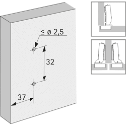 Möbel-Kreuzmontageplatte, Distanz 0mm, Sensys 8099,  9075085,  vernickelt
