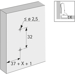 Möbel-Kreuzmontageplatte, Distanz 0mm, Sensys 8099,  9075085,  vernickelt