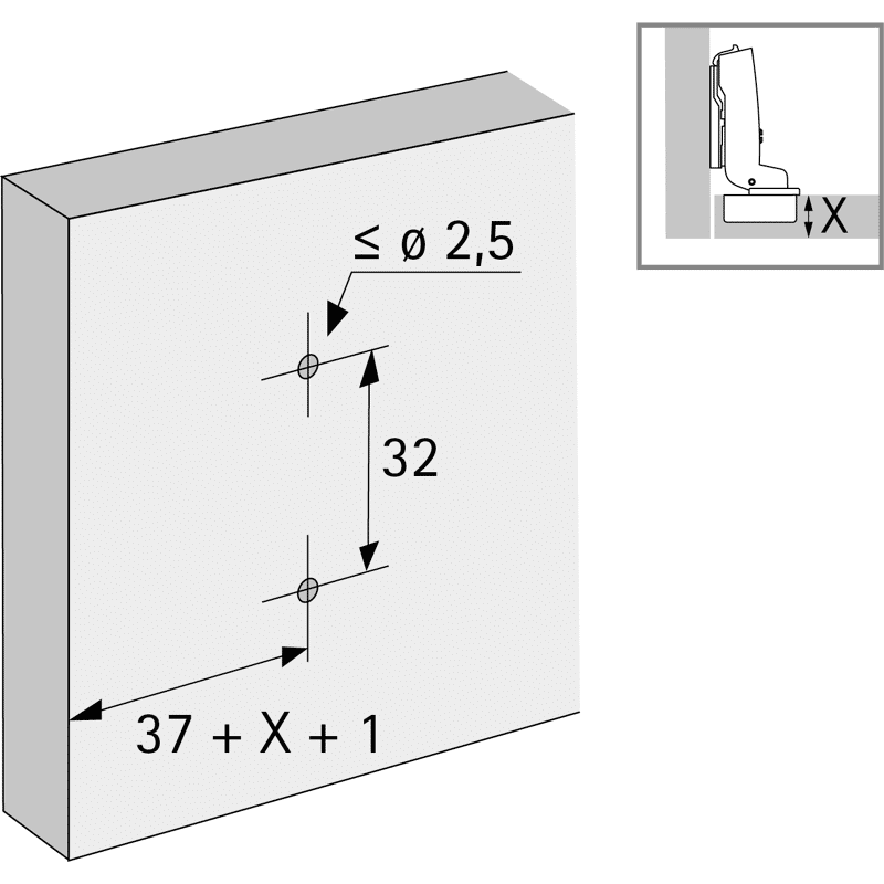 Möbel-Kreuzmontageplatte, Distanz 0mm, Sensys 8099,  9075085,  vernickelt