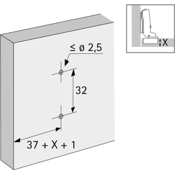 Möbel-Kreuzmontageplatte, Distanz 0mm, Sensys 8099,  9075085,  vernickelt