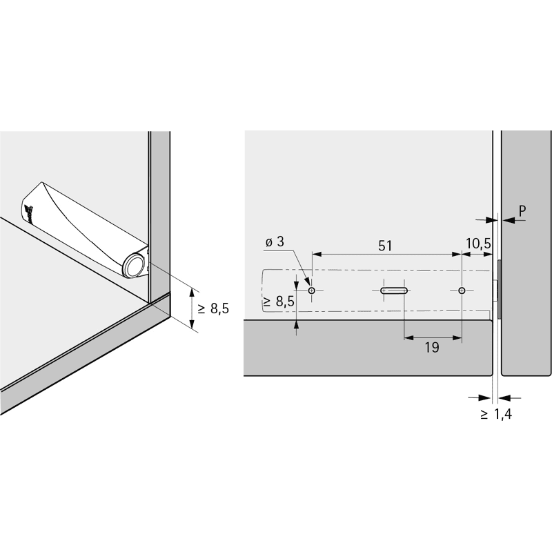 Push to Open für Drehtüren Strong, zum Anschrauben Langhub, Weiß