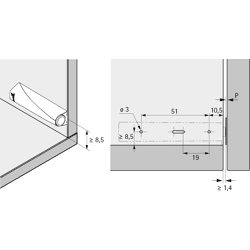 Push to Open für Drehtüren Strong, zum Anschrauben Langhub, Weiß