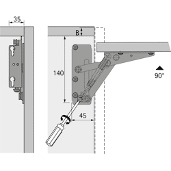 Möbel-Hochklappbeschlag, 90°, Lift 10921, Stahl vernickelt
