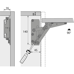 Möbel-Hochklappbeschlag, 90°, Lift 10921, Stahl vernickelt