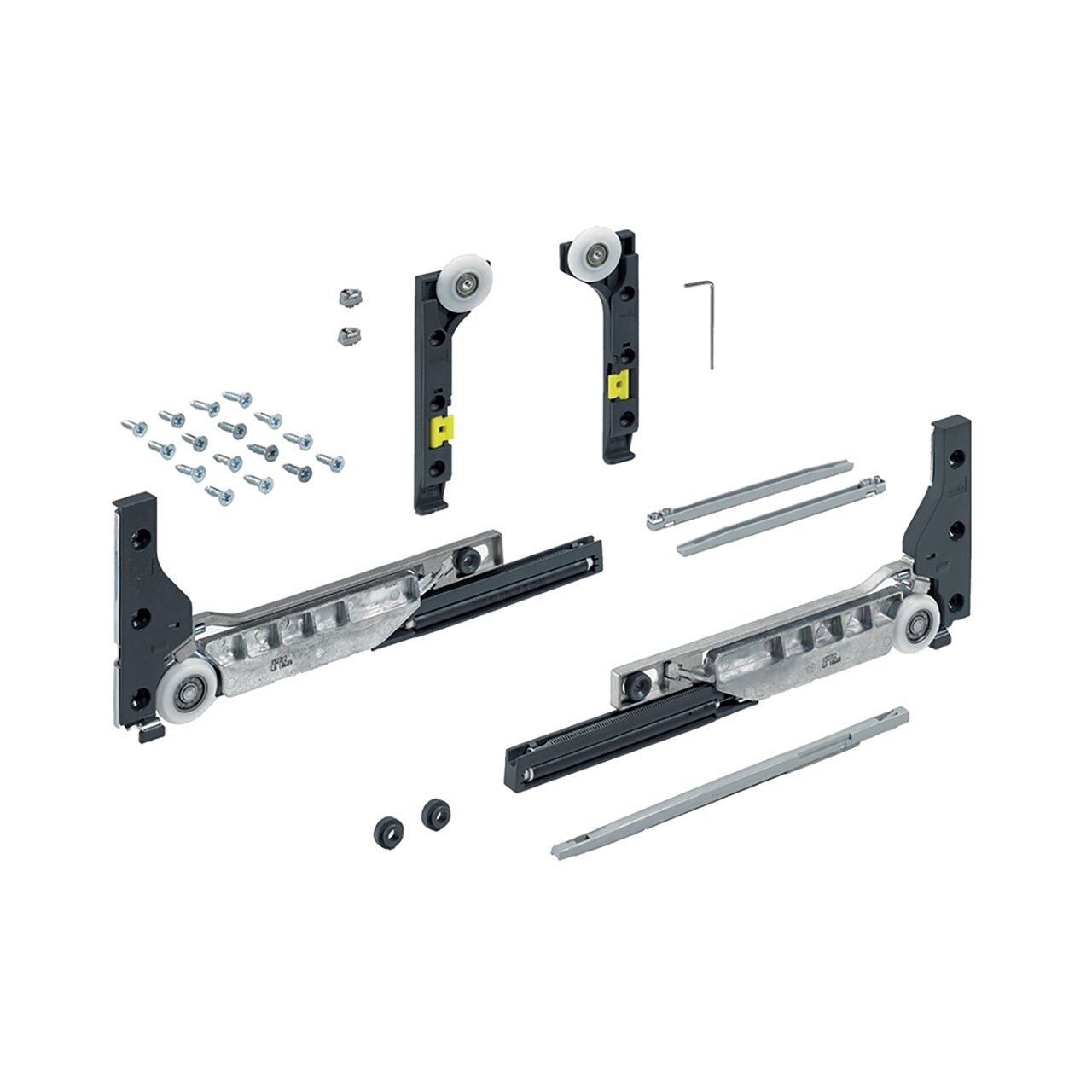 Schiebetürbeschläge-Set SlideLine M, für gedämpfte Türen, Kunststoff, Zinkdruckg