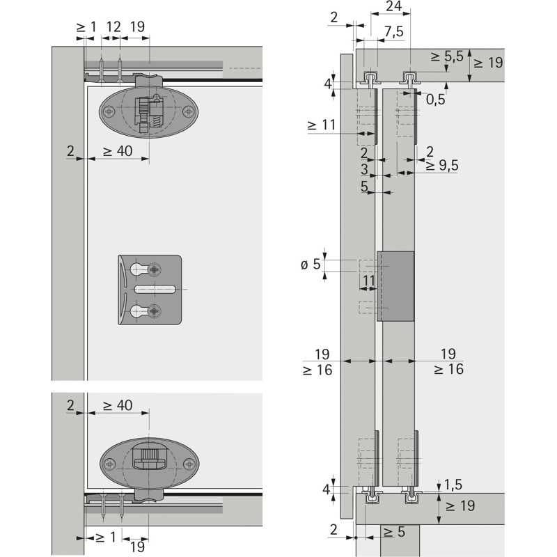 MB-Laufteil,                           werkzeuglos +/-1,                           5mm,                           15kg,                           SlideLine 55 Plus,                           9115954,                           grau,                           unb.