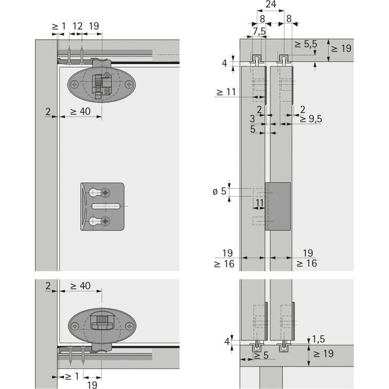 MB-Führungsteil,                                        STB 55,                                        9115217,                                        Kunststoff,                                        grau,                                        links/rechts