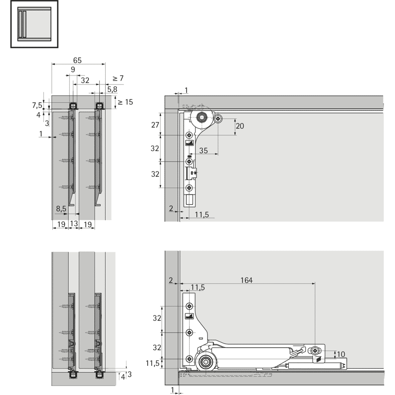 Laufprofil SlideLine M, zweibahnig