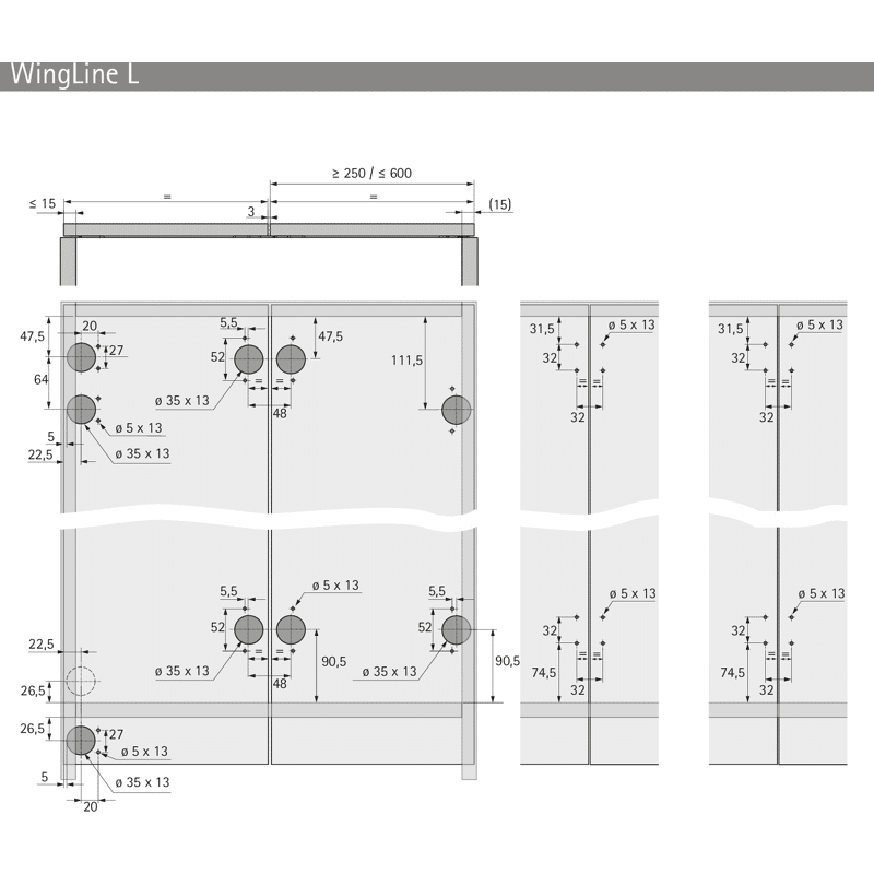 WingLine L Profilset fuer Faltschiebetuersysteme leicht, LP, L 2400, E6/EV1