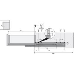Unterflur-Vollauszug, Quadro V6,9135984, Push-to-open, 250mm, links und rechts