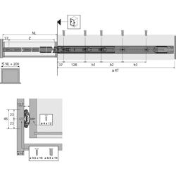 MB-Kugelauszug, KA 4532, 9114273, SilentSystem, 350mm, Stahl