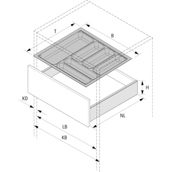 Möbel-Besteckeinsatz, OrgaTray 740, 9302721, L500mm, KB900mm, silber