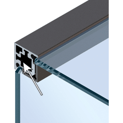 Hettich CADRO Glas-Eckprofil 4mm Schwarz matt,  L 3000 mm E2