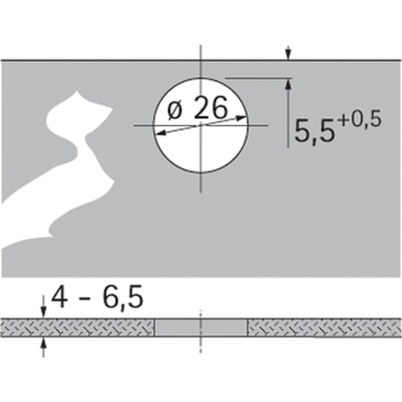 Intermat Glastürscharnier (Intermat 9904), einliegend, Öffnungswinkel 95°, zum Anschrauben (-)