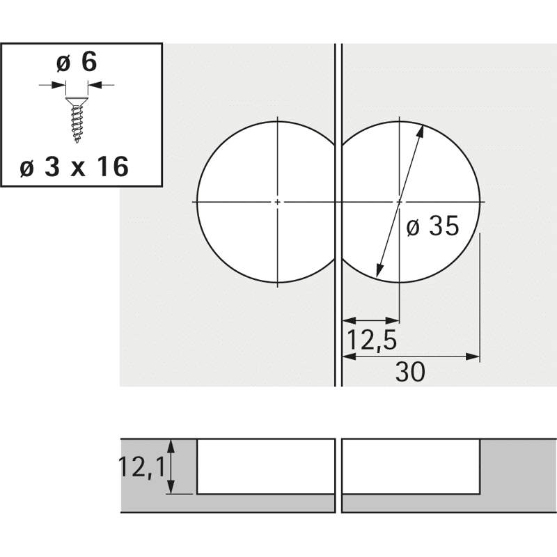 Möbel-Klappenscharnier,  Markant 11,  40242,  Zinkdruckguss vernickelt