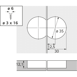 Möbel-Klappenscharnier,  Markant 11,  40242,  Zinkdruckguss vernickelt
