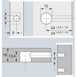 MB-Exzenter-Verbindungsbeschlag,  Bohr Ø 15x13,  7mm,  Rastex 15,  71950