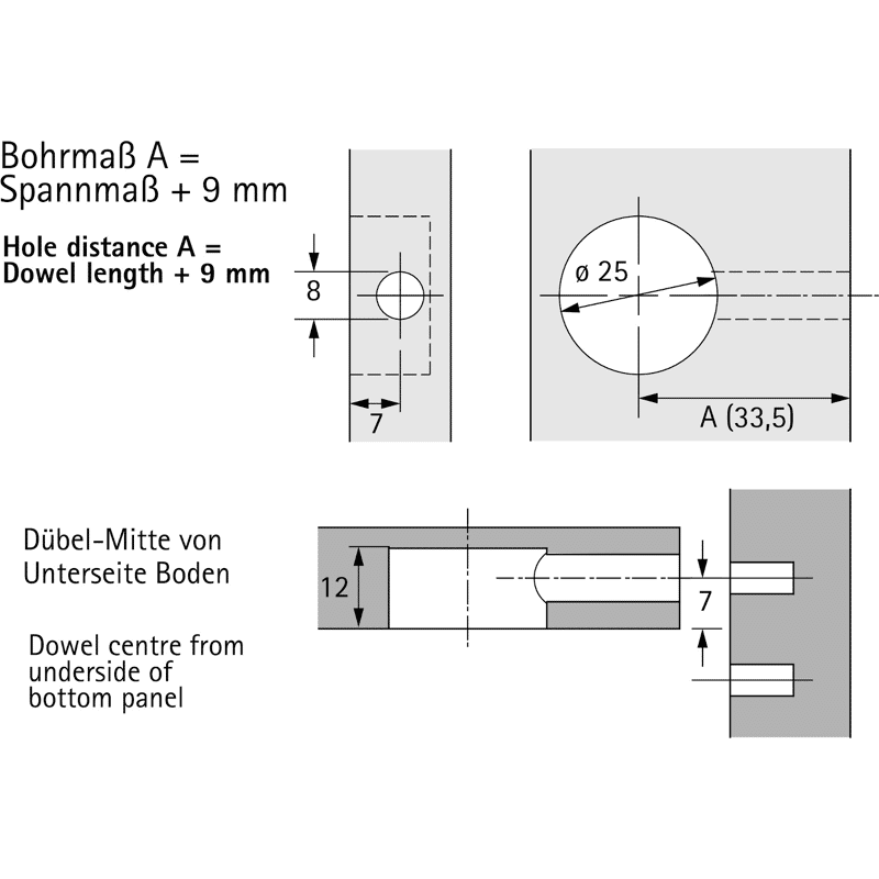 MB-Exzenter-Verbindungsbeschlag,                            Bohr Ø 25x12mm,                            Rastex 25,                            13116