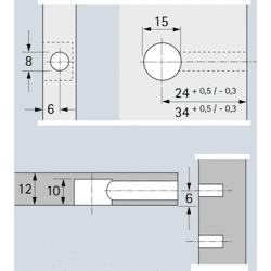 MB-Exzenter-Verbindungsbeschlag, Bohr Ø 15x10mm, Rastex 15, 20053
