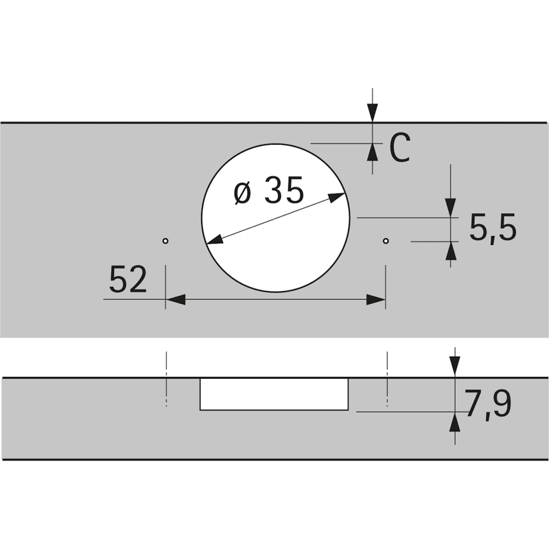 Möbel-Topfscharnier Sensys 8646i, 9091762, 110°, Kröpf. 9, 5mm, STA obsidianschw.