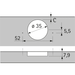 Möbel-Topfscharnier Sensys 8646i, 9091762, 110°, Kröpf. 9, 5mm, STA obsidianschw.