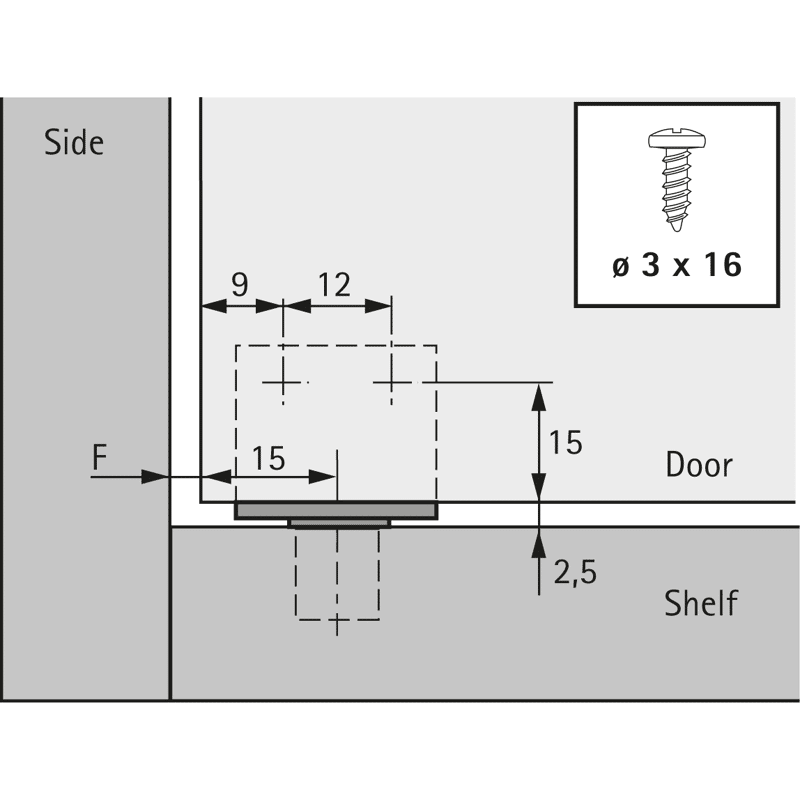 Möbel-Zapfenband, für einliegende Türen, 140°, 69933, Stahl silber vernickelt