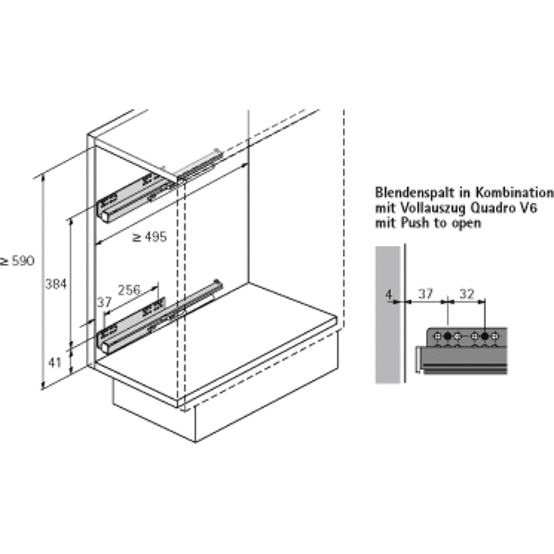 Möbel-Frontauszugset, Cargo IQ plus 200, 9065857, Korpusb. 200mm, silber