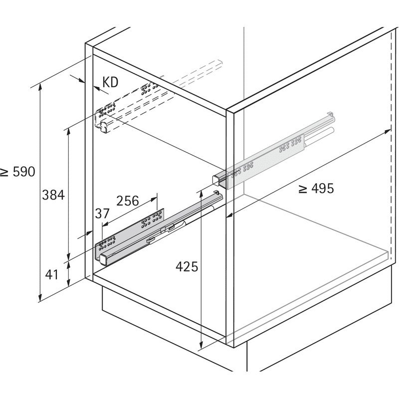 Möbel-Frontauszugset, Cargo IQ plus 200, 9065857, Korpusb. 200mm, silber