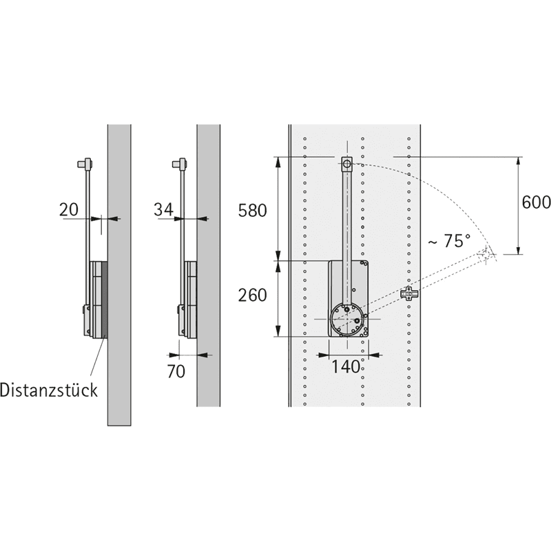 Kleiderlift-Distanzstück, Duo Basic Lift, 9079723, Breite 20mm, schwarz
