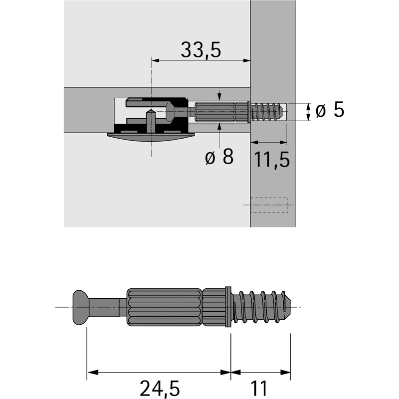 MB-Einschraubdübel,                               Bohr Ø 5mm,                               Spannmaß 24,                               5mm,                               Twister DU 262,                               20060,                               verz.