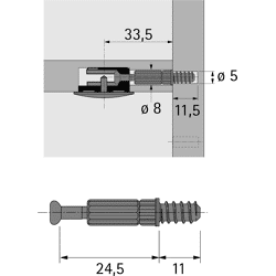 MB-Einschraubdübel,                               Bohr Ø 5mm,                               Spannmaß 24,                               5mm,                               Twister DU 262,                               20060,                               verz.