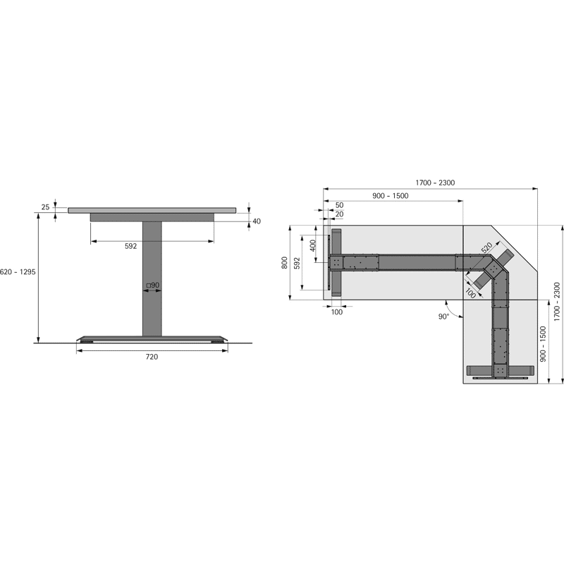 Elektro-Tischgestell-Set LegaDrive, Stahl, Aluminium