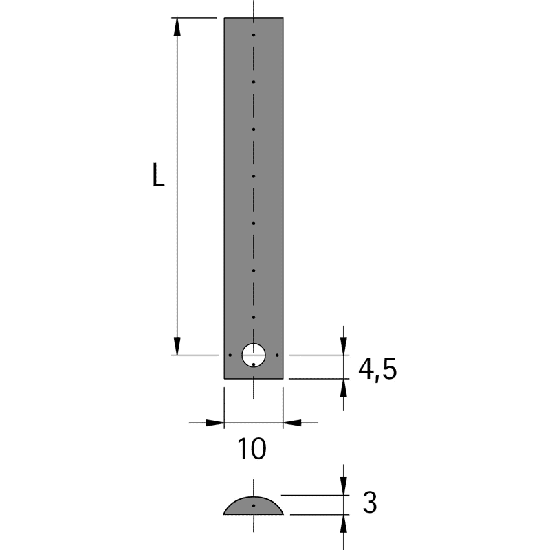 Schubstangenschloss-Schubst.schl., 1000mm 72687, Stahl vernickelt