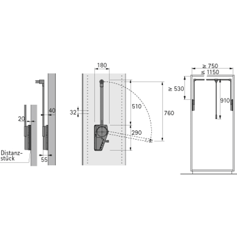 Schrank-Kleiderlift, Duo Lift 18, 9079882, 750-1150mm, 18kg, aluminiumoptik
