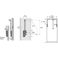 Schrank-Kleiderlift, Duo Lift 18, 9079882, 750-1150mm, 18kg, aluminiumoptik