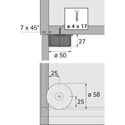 Sockelverstellfuß-Gleiter, Euro 71847, mit Auflage, Kunststoff schwarz